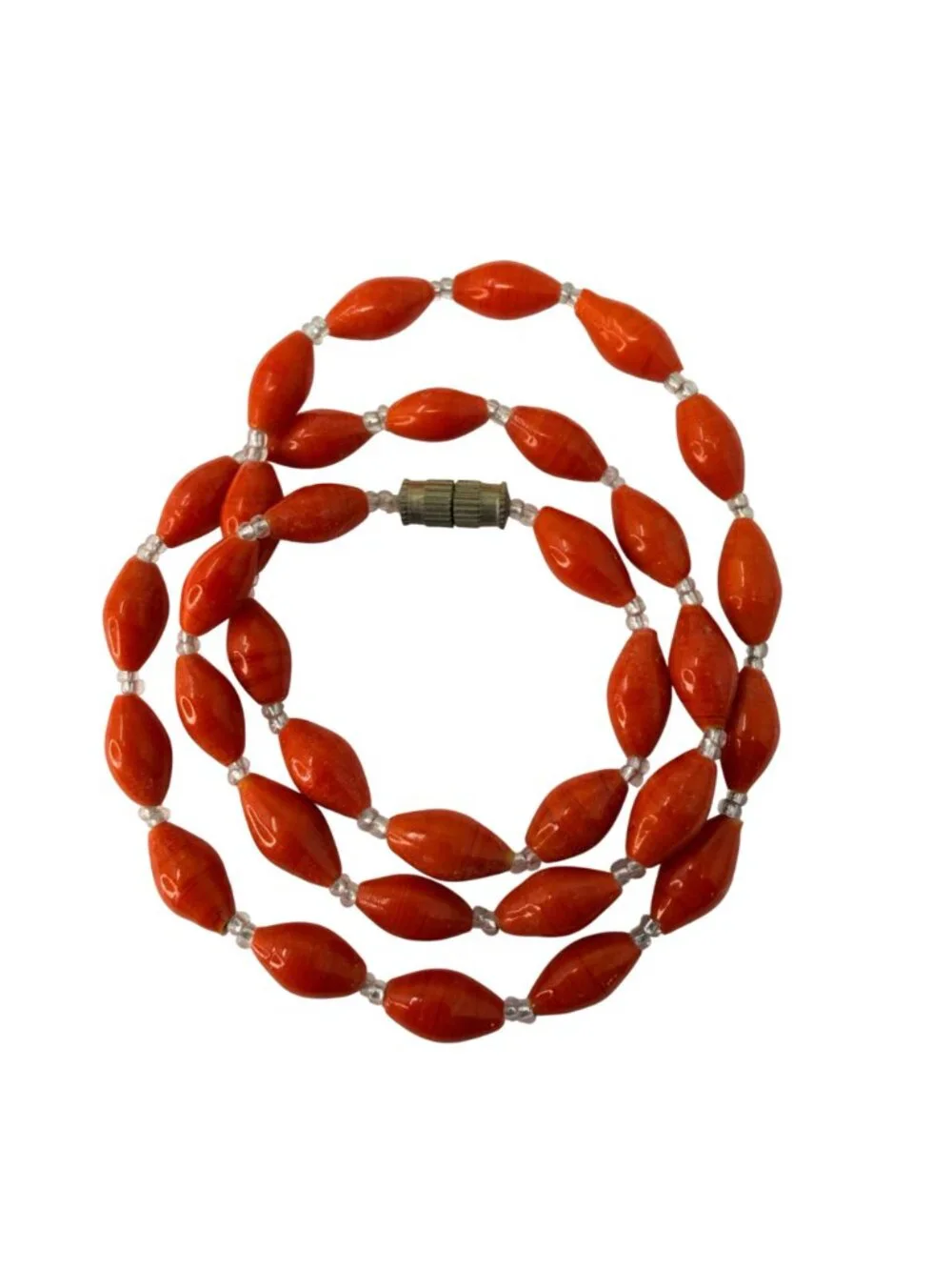 Lot 12 Vintage 1960s Glass Bead Necklaces NOS Black, Blue, White, Tan, Tangerine